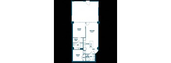 the floor plan of a small house with a bedroom and a living room
