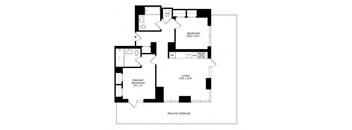 a floor plan of a house with a bedroom and a living room