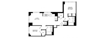 a floor plan of a house with a bedroom and a living room