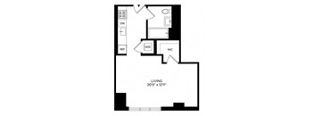 a floor plan of a small house with a staircase