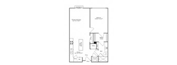 the second floor floor plan of a 1 bedroom apartment