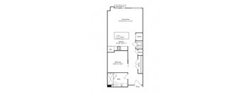 a floor plan of a small house with a garage