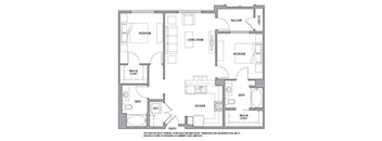 a blueprint of a floor plan with bedrooms and a living room