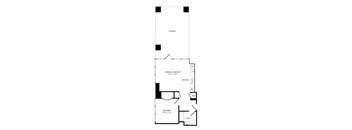 a floor plan of a house with a bedroom and a living room