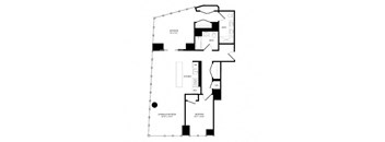 a floor plan of a house with a bedroom and a living room