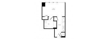 a floor plan of a unit with a bedroom and a living room