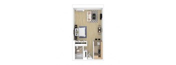 a floor plan of a house with a bedroom and a bathroom