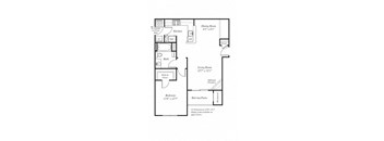 a floor plan of a small house with a kitchen and a living room