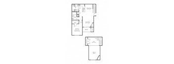 a floor plan of a small house with a bedroom and a living room