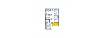 a blue and white floor plan of a house