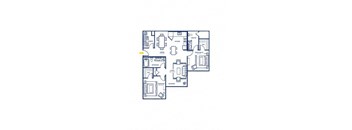 a blue and white floor plan of a house
