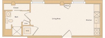 a floor plan of a house with a bedroom and a living room