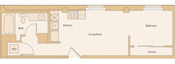 a floor plan of a house with a bedroom and a living room