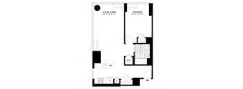 blueprint of floor plan of a studio apartment