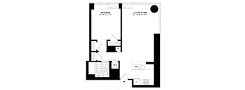 a floor plan of a room with a black and white floor