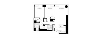 the floor plan of a small house with a black and white floor