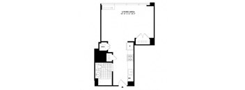 illustration of floor plan of 625 sq ft
