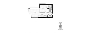 a floor plan of a house with a garage and a staircase