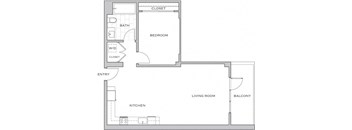 a floor plan of a house with a bedroom and a living room