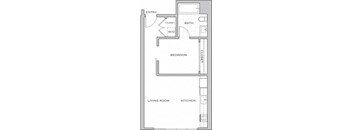 a floor plan of a small house with a bedroom and a living room