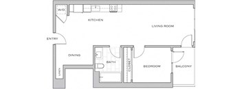 a floor plan of a house with a bedroom and a living room