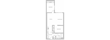 a floor plan of a small house with a kitchen and a living room