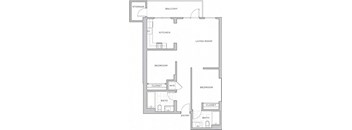 a floor plan of a small apartment with a bedroom and a living room