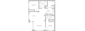 a floor plan of a house with a bedroom and a living room