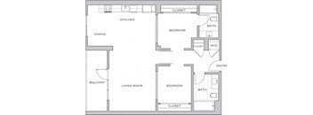a floor plan of a house with a bedroom and a living room