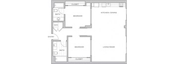 a floor plan of a house with a bedroom and a living room