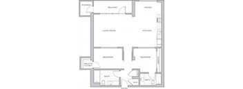 a floor plan of a house with a bedroom and a living room