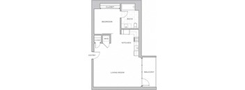 the floor plan of a small house with a bathroom and a bedroom