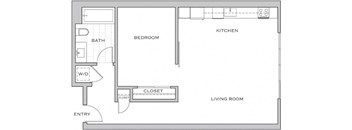 a floor plan of a small house with a bedroom and a living room