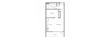 a floor plan of a small apartment with a bedroom and a living room