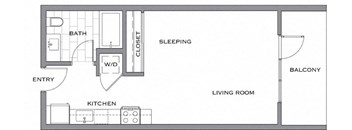 a blueprint of a floor plan with a bedroom and a living room