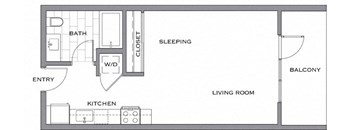 a blueprint of a floor plan with a bedroom and a living room