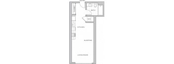 a floor plan of a small house with a bedroom and a living room