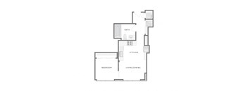 a floor plan of a house with a bedroom and a living room
