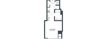 vector illustration of a floor plan of a studio apartment