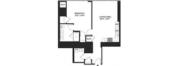 the schematic diagram of the floor plan of a small apartment