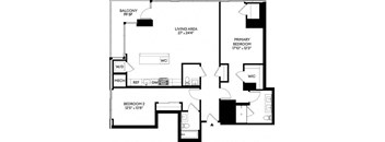 floor plan of the first level of the house showing the living room and bedrooms