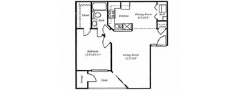 floor plan of a small house with a bedroom and a living room