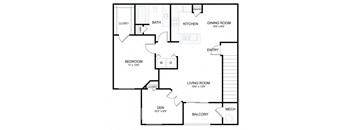 a floor plan of a house with a bedroom and a living room