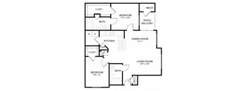 A black and white image of a house floor plan.