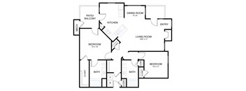 a floor plan of a house with bedrooms and a living room