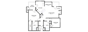 a floor plan of a house with bedrooms and a living room
