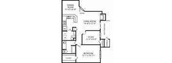 a floor plan of a house with bedrooms and a living room