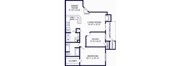 a floor plan of a small house with a living room and a dining room
