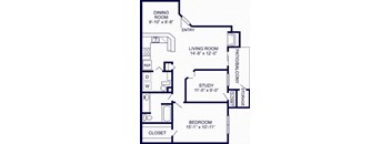 a floor plan of a small house with a living room and a dining room