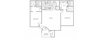 a schematic floor plan of a house with bedrooms and baths